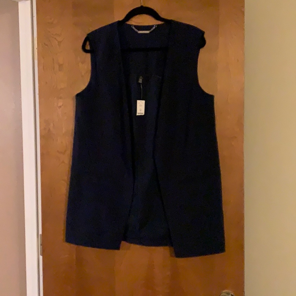 White Black navy blue tunic jacket, sleeveless